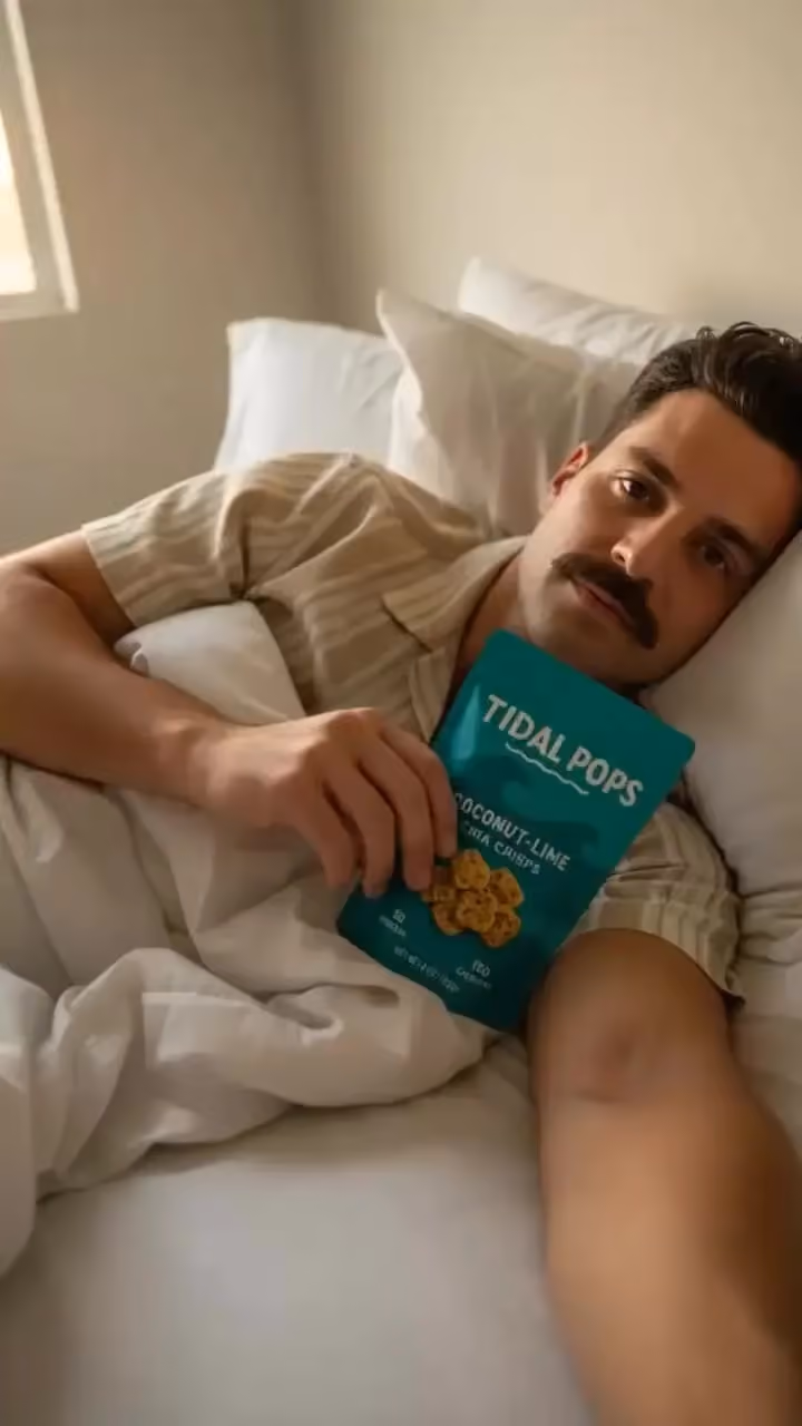 Bed snack ASMR selfie UGC video