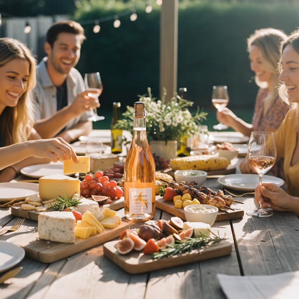 Garden dinner party wine lifestyle image