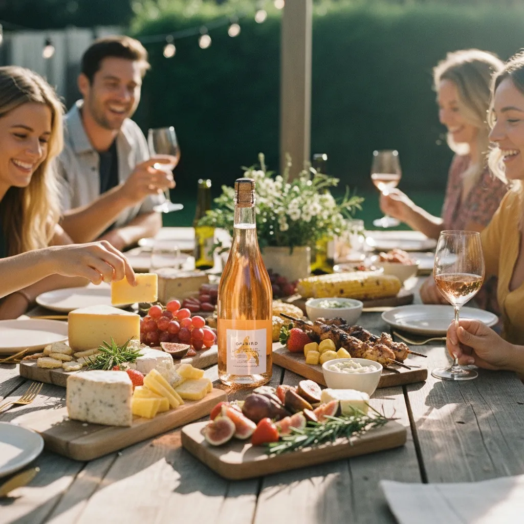 Garden dinner party wine lifestyle image