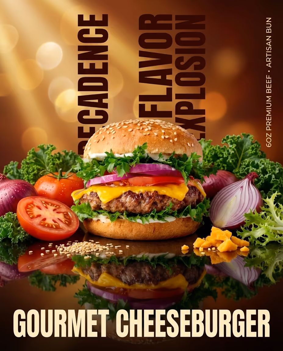 Gourmet cheeseburger spotlight ad image