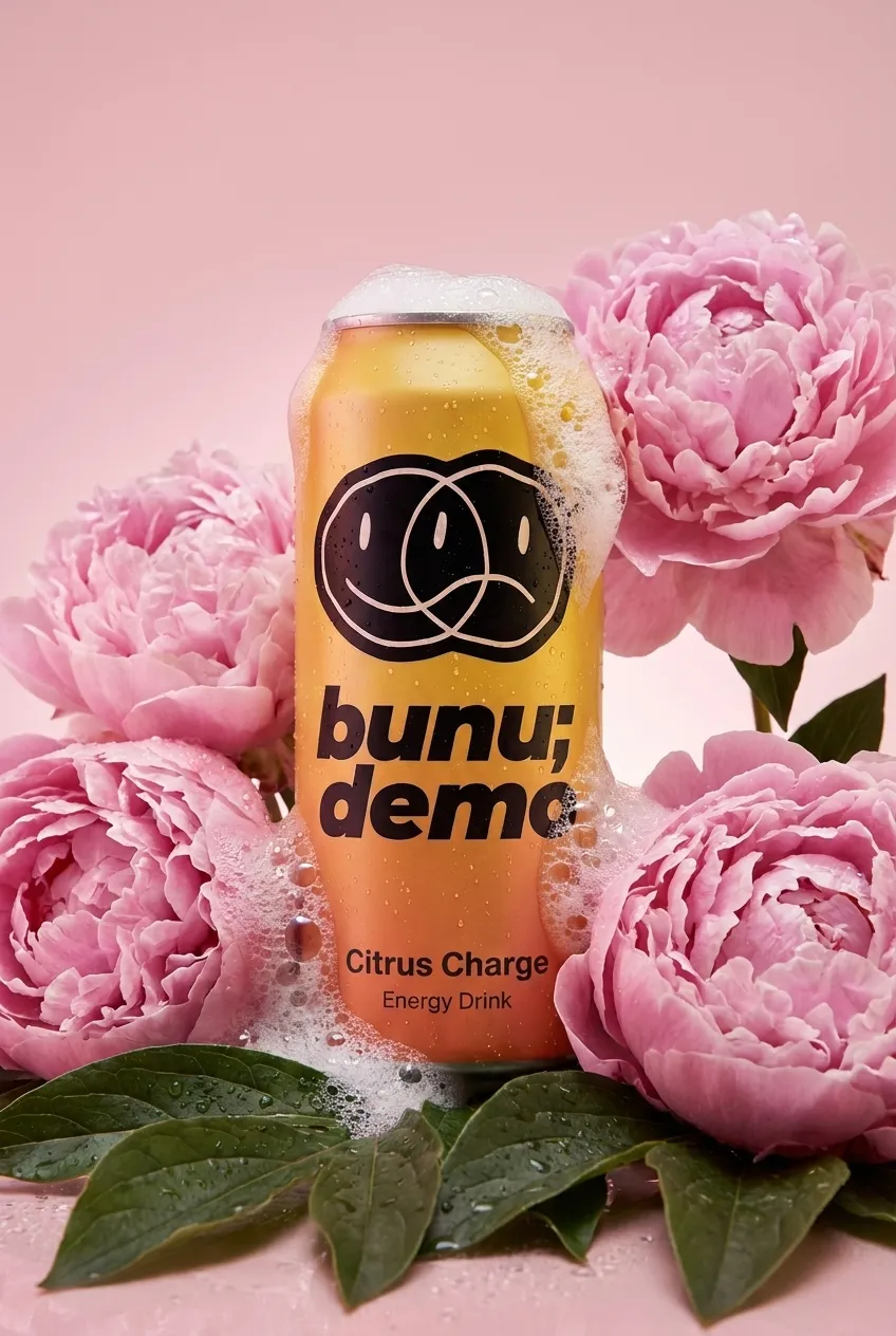 Energy drink can peony hero image