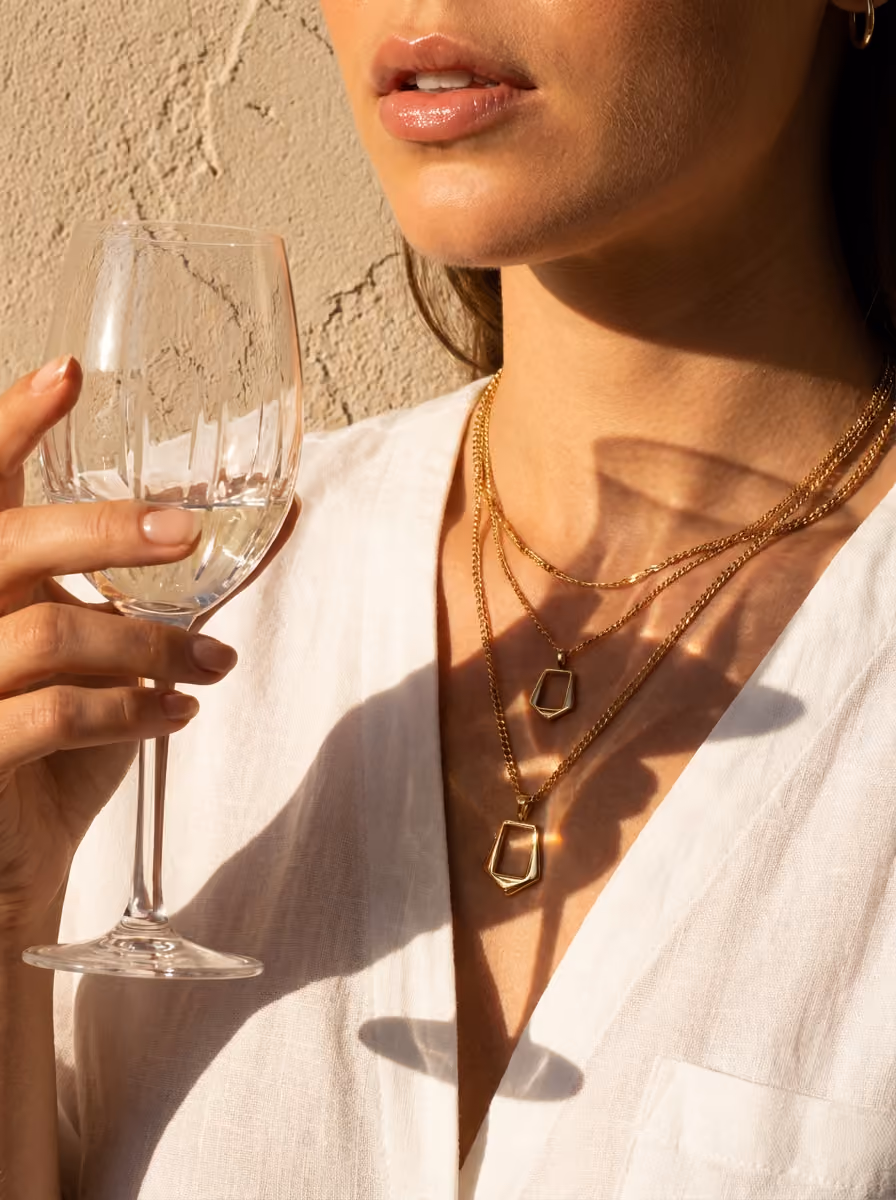 Golden hour pendant necklace lifestyle image