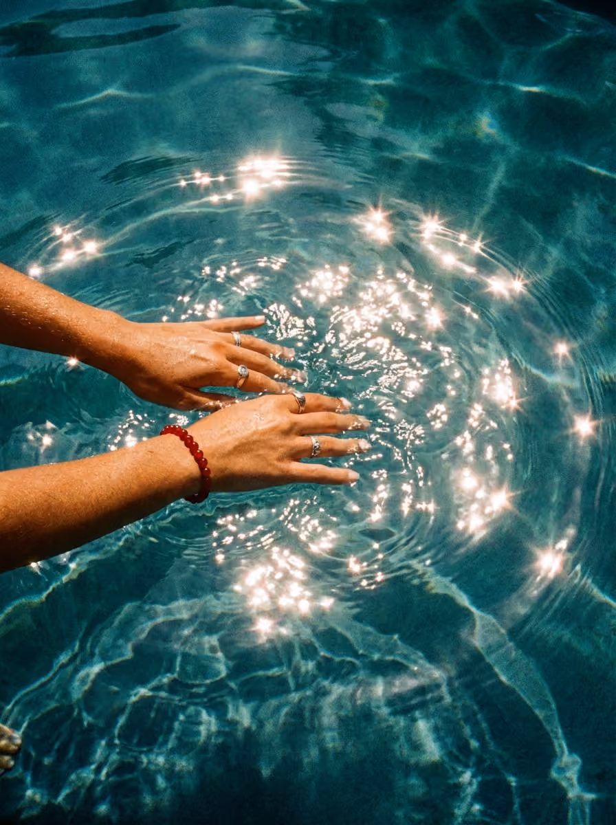 Silver rings pool water lifestyle image