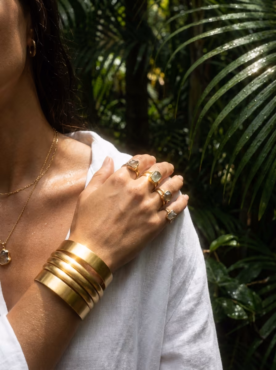 Tropical gold cuff lifestyle image