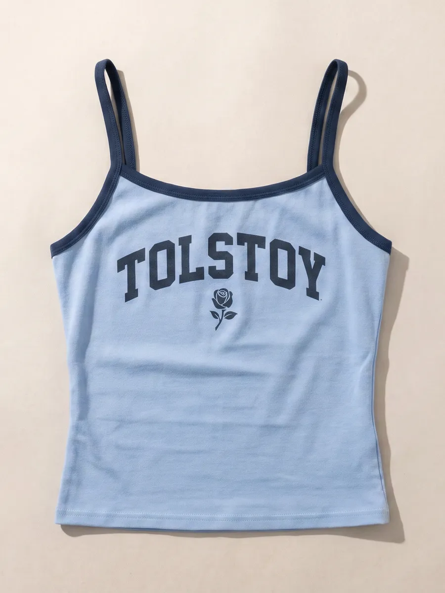 Centered packshot direction for the same light blue tank