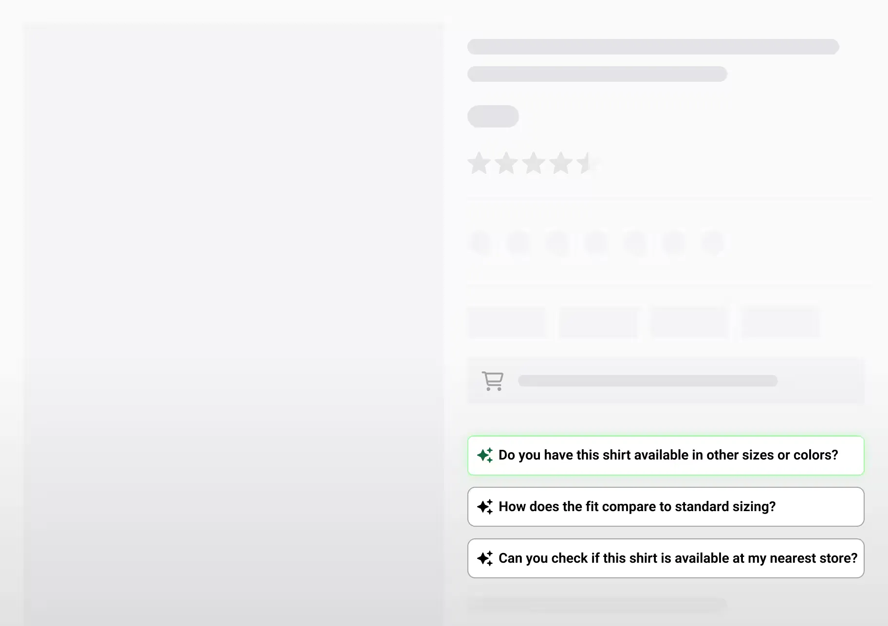 Top questions answered automatically on a product detail page