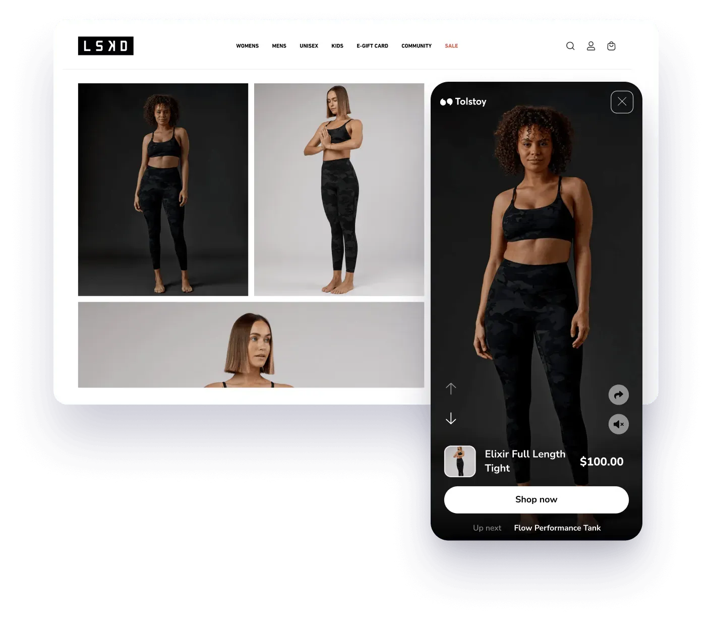 Shoppable video feed with in-video add-to-cart on a product page