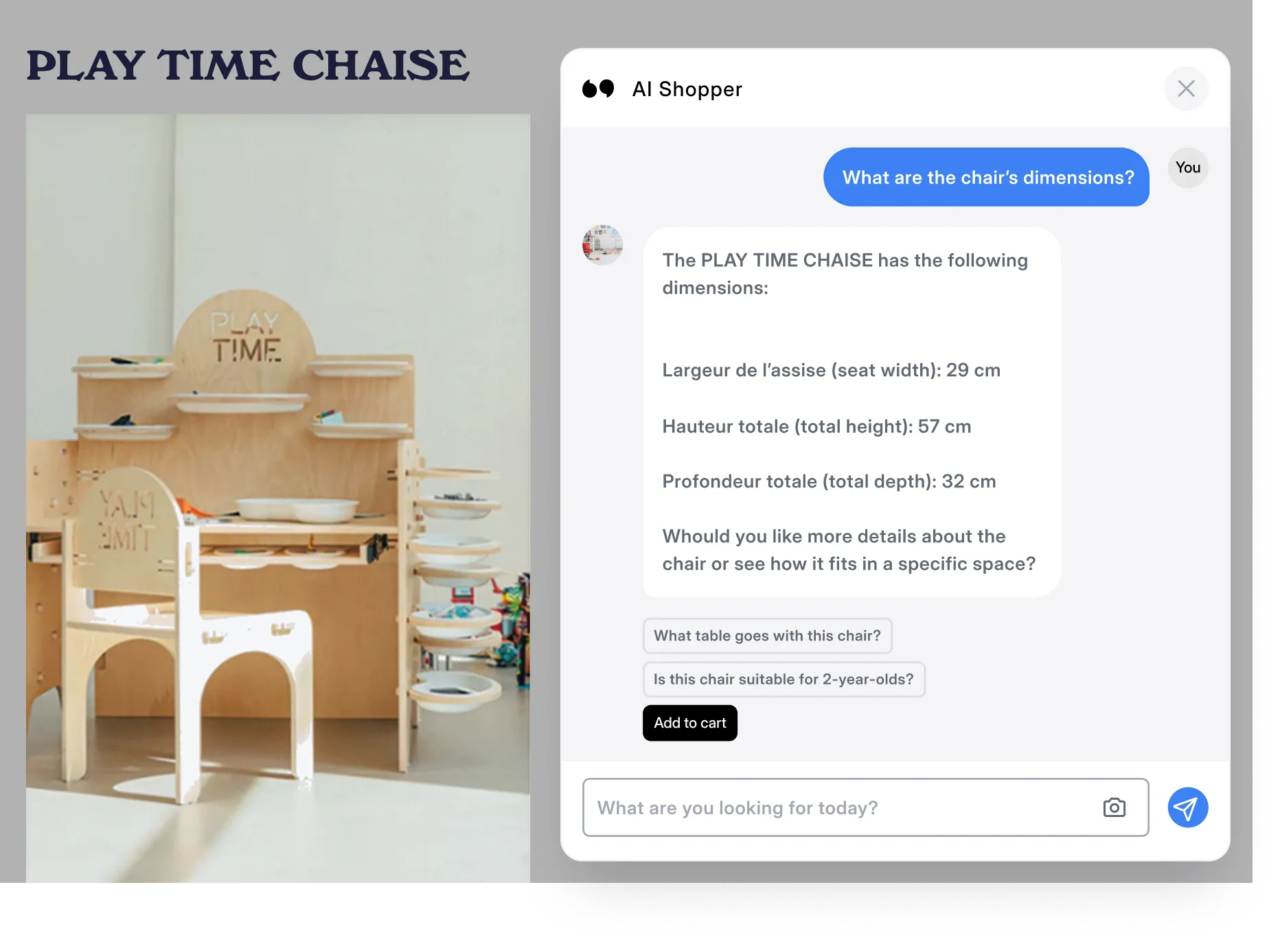 AI Shopper answering product questions from catalog data