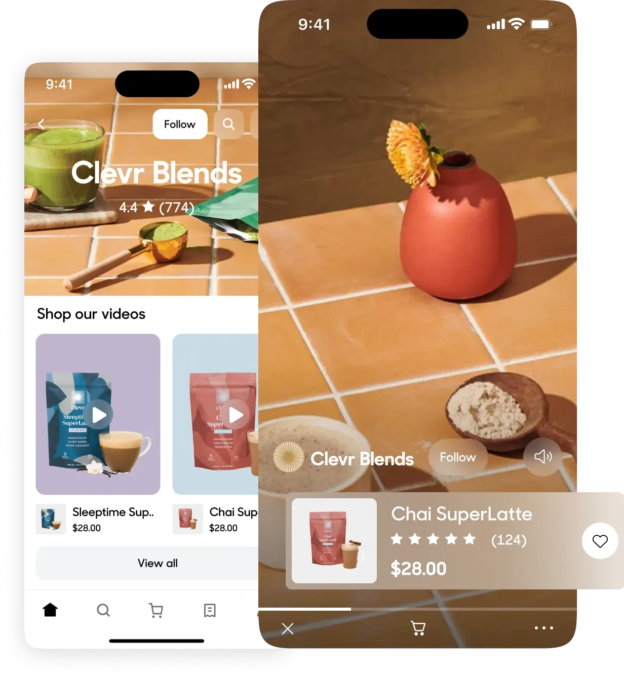 Analytics showing video views and sales results on the Shop app