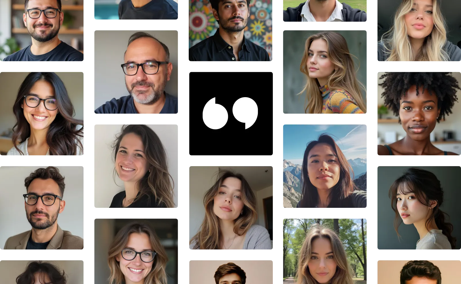 Grid of creator portraits surrounding the Tolstoy logo