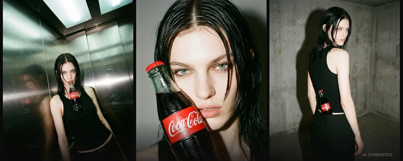 AI-generated editorial campaign photography showcasing Coke products