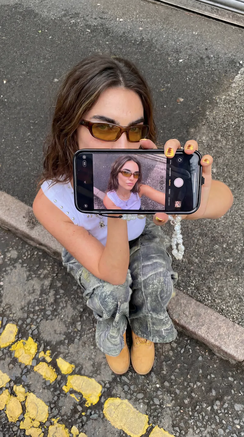 Overhead phone selfie fashion image