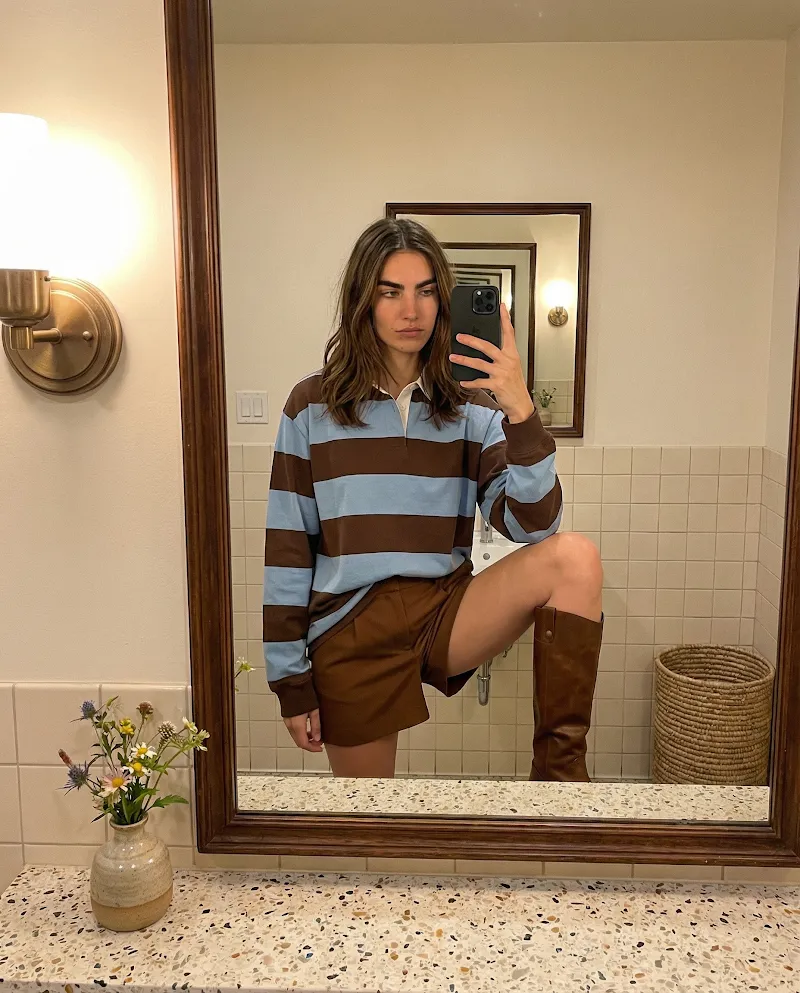 Striped sweater mirror fit-check image