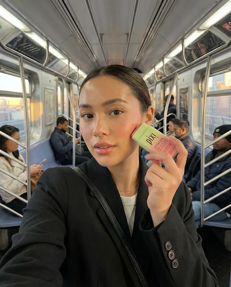 Subway beauty product selfie image