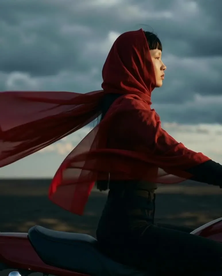 Red scarf road-trip editorial video
