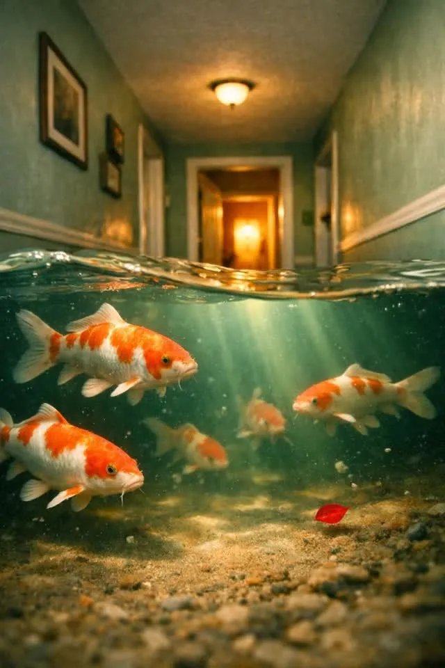 Surreal fish hallway editorial video