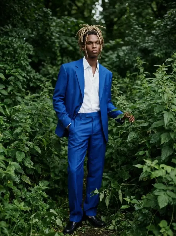 Blue suit garden editorial video