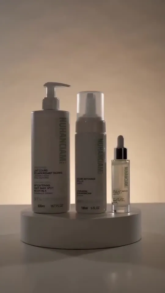 Minimal skincare bottle ad video