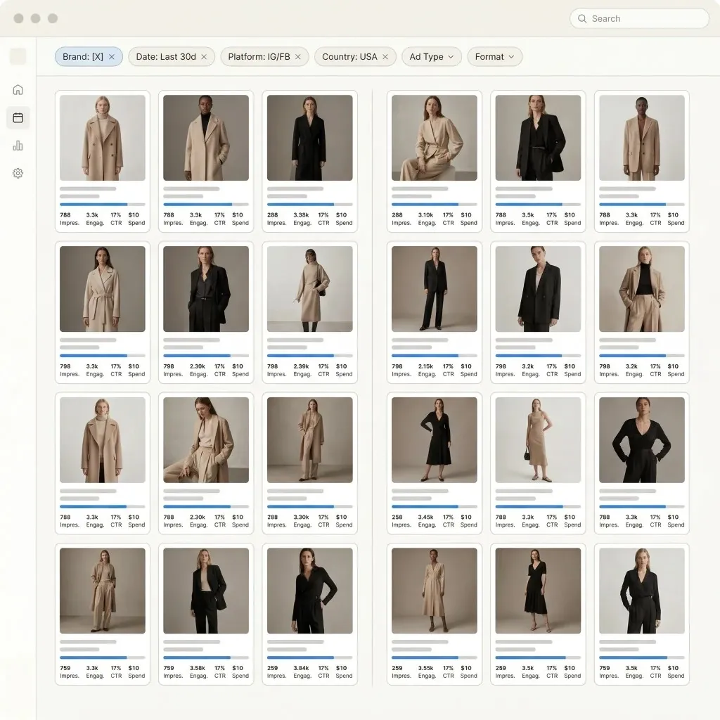 Product catalog grid used for dynamic product ads