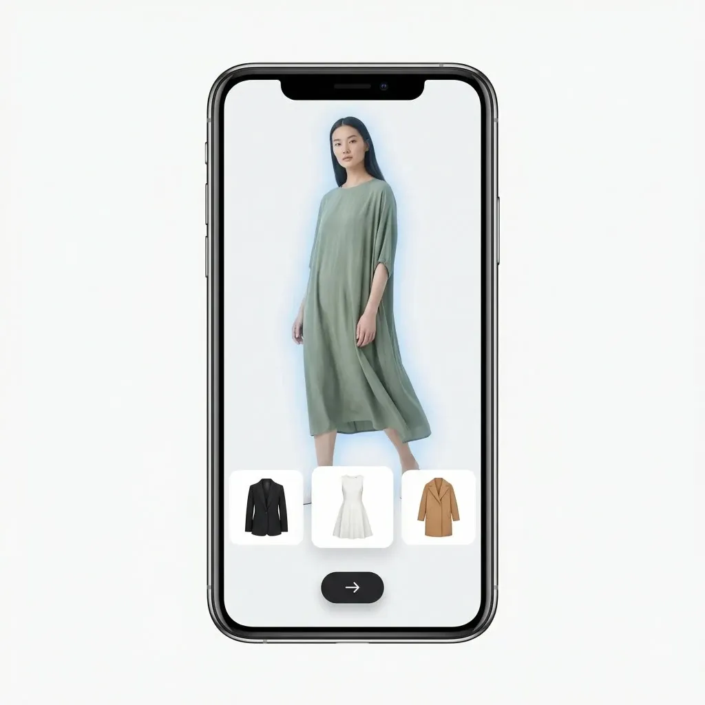Virtual try-on of an outfit on a phone