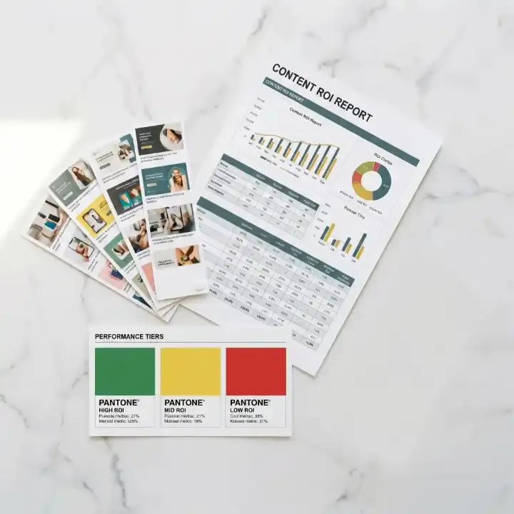 Printed weekly performance report with charts