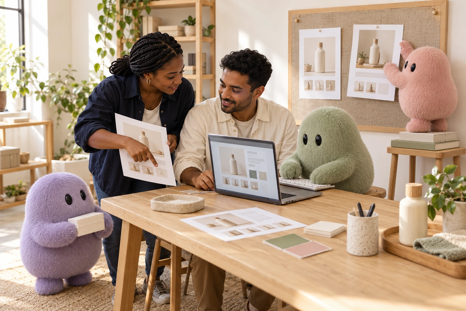 Agency specialists, the Tolstoy team and Shop Bots work together on ideas for a commerce workflow.